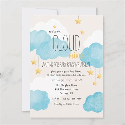 Cloud 9 Baby Shower Invitation Zazzle