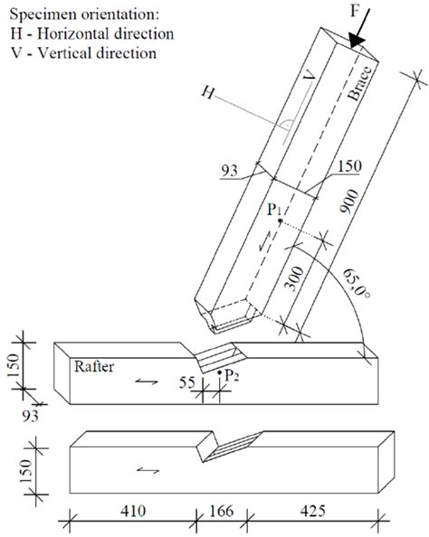 Carpentry Joint Assembly Of Wood Members And Their Dimensions In Mm