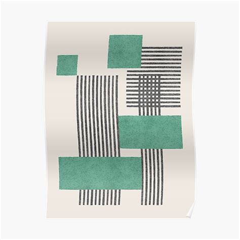 Stripes And Square Composition Green Poster By Moonlightprint