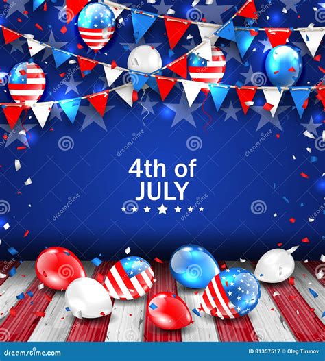 Colorful Template For American Independence Day Stock Vector