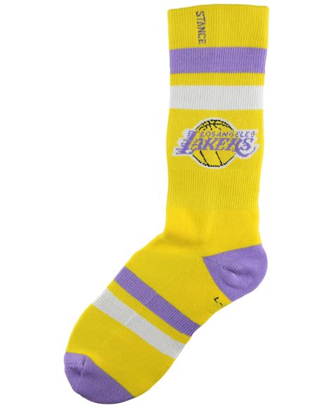 Stance Los Angeles Lakers Mid Team Color Striped Socks In Yellow For