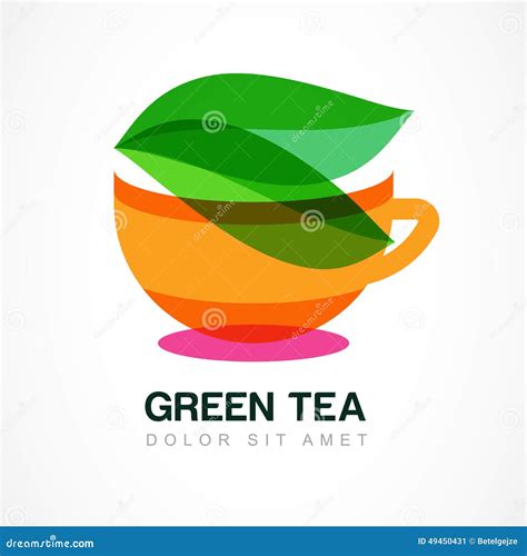 Abstract Logo Design Template Green Tea Symbol Natural Herbal Stock