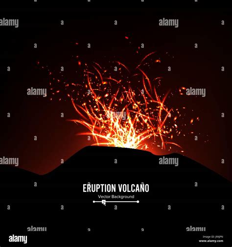 Eruption Volcano Vector Thunderstorm Sparks Big And Heavy Explosion