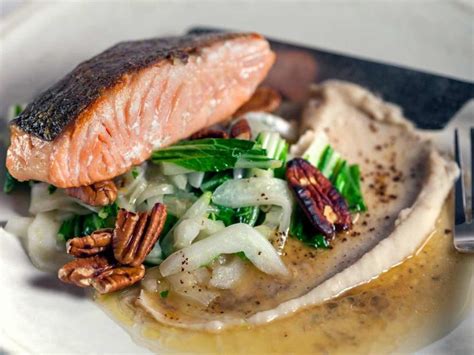 Pan Roasted Salmon With White Bean Purée Recipe Hugh Acheson Food Network