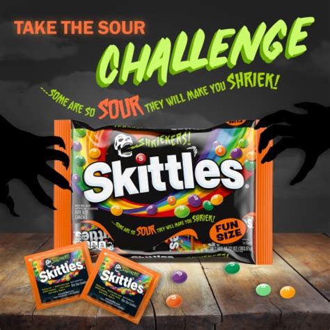 Skittles Shriekers Sour Fun Size Chewy Halloween Candy Bag, 10.72 oz ...