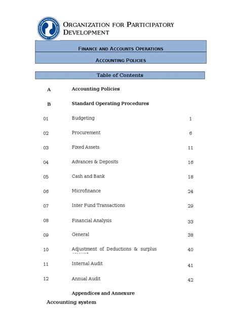 finance sop  balance sheet depreciation