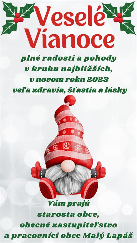 Veselé Vianoce a šťastný nový rok 2023 Obec Malý Lapáš