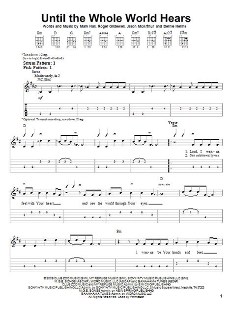 Until The Whole World Hears by Casting Crowns - Easy Guitar Tab ...