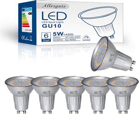 Lot De 6 Ampoules Led Gu10 à Intensité Variable Blanc Neutre 5 W