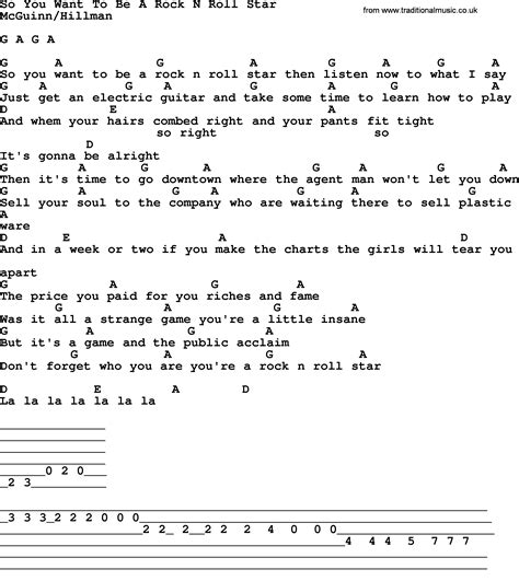 So You Want To Be A Rock N Roll Star By The Byrds Lyrics And Chords