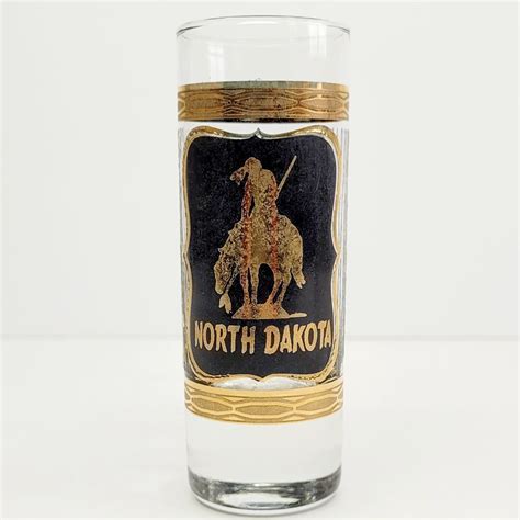 Astar 22k Gold North Dakota Souvenir Tall Shot Glass Shooter Trail Of