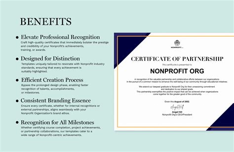 Nonprofit Organization Partnership Certificate Template In Psd