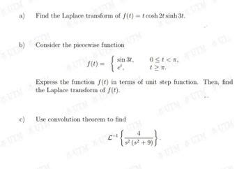 Answered A Find The Laplace Transform Of F T Bartleby