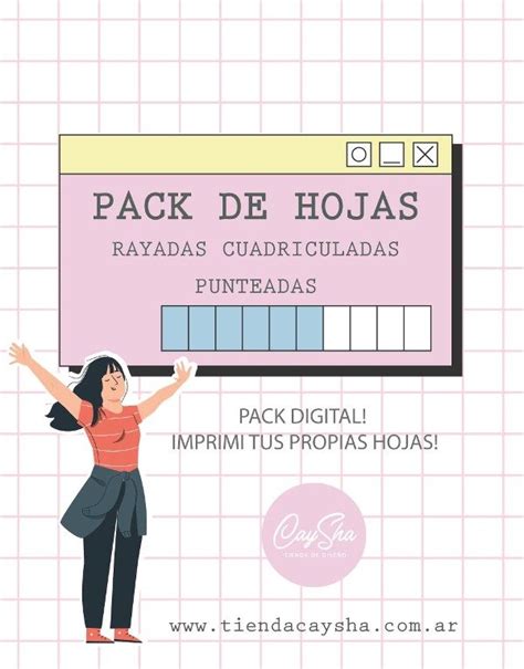 HOJAS RAYADAS PUNTEADAS Y CUADRICULADAS PACK DIGITAL A5 TiendaCaysha