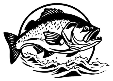 Bass Fisch Logo Angeln Clipart Vektor Cricut Silhouette Premium Vektor