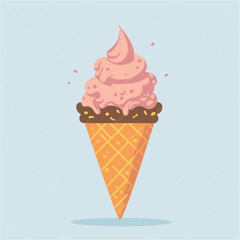 Premium Vector Ice Cream Cone Cartoon Icon Flat Cartoon Style