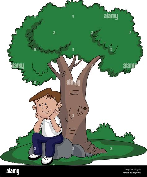 Man Sitting Under A Tree Drawing Hi Res Stock Photography And Images