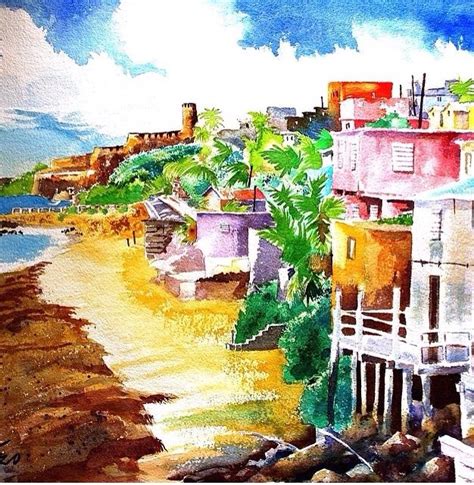 Watercolors La Perla Old San Juan Puerto Rico Artist Mel Castro