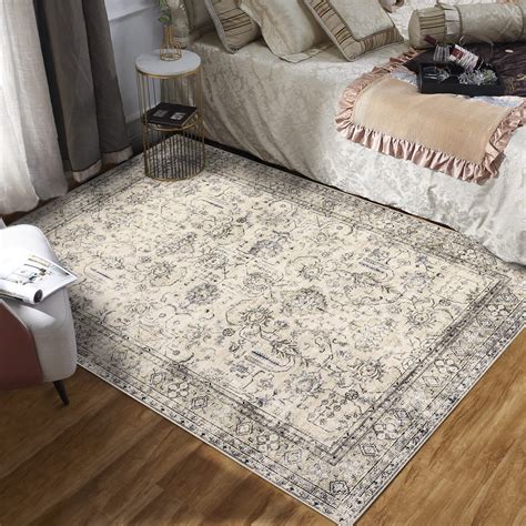 Glowsol X Washable Area Rug Traditional Floral Print Rug Carpet