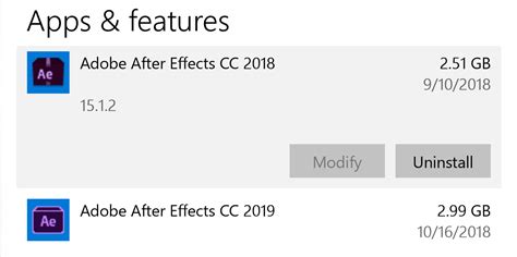 Two versions of After Effects (2018 and 2019) - Adobe Community - 10093169