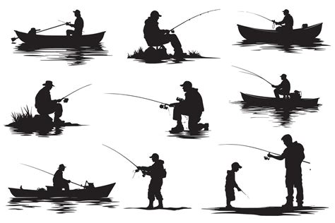 Fisherman In Boat Silhouette Illustration Vector Art At Vecteezy