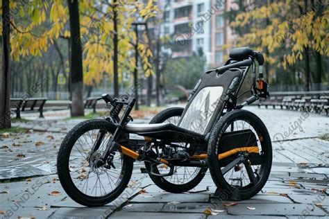 Modern Three Wheeled Recumbent Bicycle Standing On A Cobbles