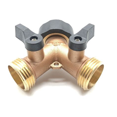 Solid Brass Body Backyard 2 Way Y Garden Hose Connector Splitter Laundry Faucets For Utility