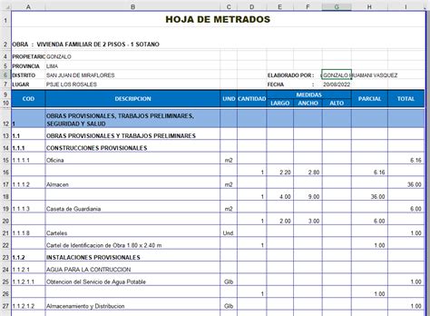 U Linex Foro Metrados En Obras De Edificacion Trabajo Final