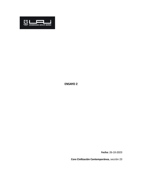 CORE Ensayo 2 ENSAYO Fecha 26 10 Core Civilización Contemporánea