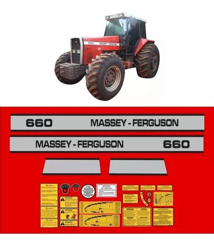 Kit De Adesivo Trator Massey Ferguson Mf Etiquetas Mk Cor Padr O