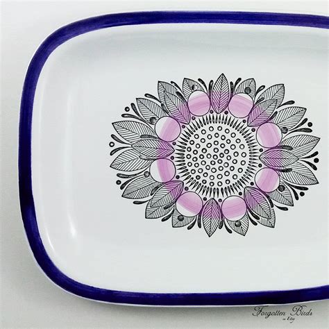 R Rstrand Viola Large Rectangular Serving Dish Vintage Swedish Mid