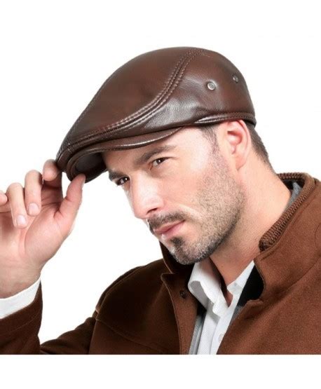 Men S Real Cowhide Leather Beret Hunting Cap Beanie Trucker Cap Mens