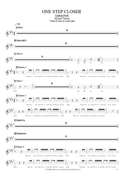 One Step Closer Tab By Linkin Park Guitar Pro Full Score Mysongbook