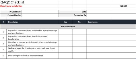 Qaqc Checklist Door Frame Installation Jtechdigi