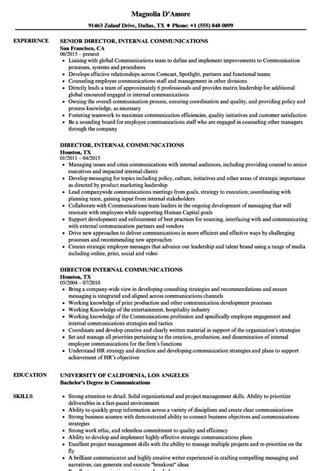 Director Internal Communications Resume Samples Velvet Jobs