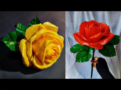 Membuat Bunga Mawar Jumbo Dari Plastik Kresek Giant Rose Youtube