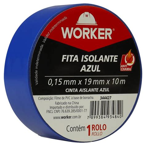 Fita Isolante Antichama 19mmx10m Azul Worker Em Oferta FK