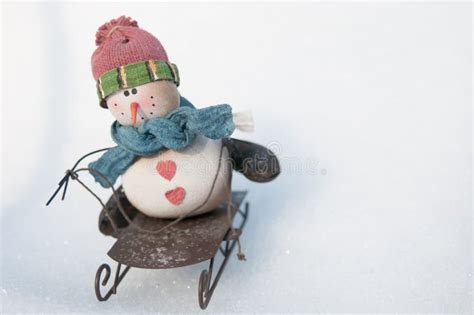 Snowman On A Sled Stock Photo Image Of Snow Cols Carrot 39896002