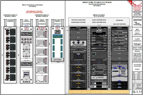 Rack Elevation For Custom Home Theater And Home Automation Crestron