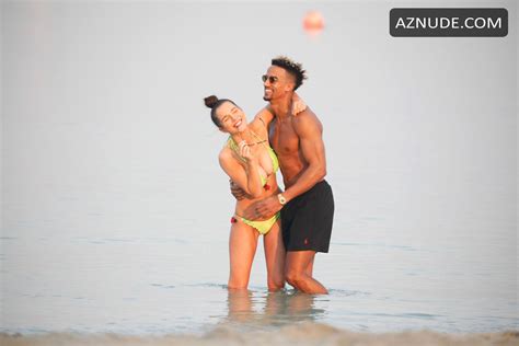 Helen Flanagan Sexy Wearing A Green Bikini Strolling On The Beach In Dubai Aznude