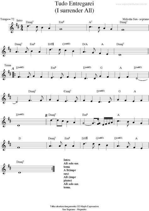 Sheet Music With The Words Tuto Entregrei I Surender All