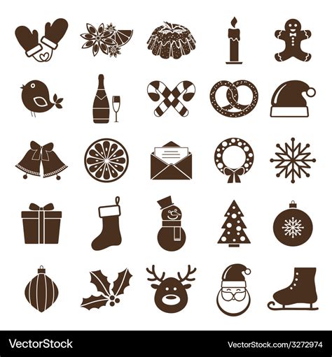 Christmas Silhouettes Icons Royalty Free Vector Image