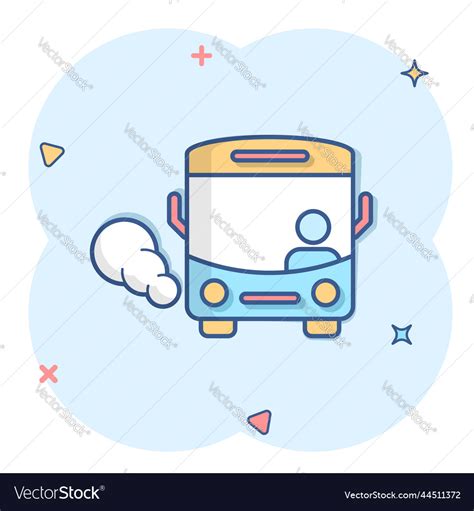 Bus icon in comic style coach cartoon on white Vector Image