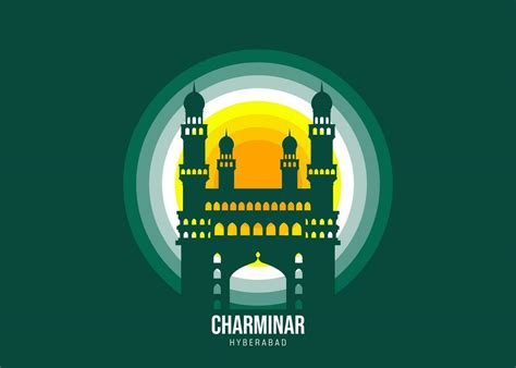 Charminar. Moonlight illustration of famous historical, The color tone ...