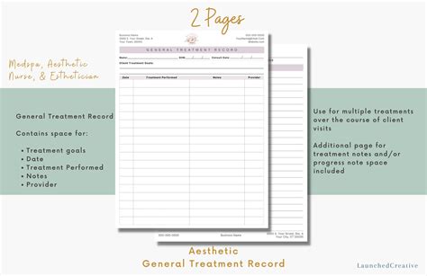 Aesthetic Treatment Record Form Template General Aesthetics Medspa