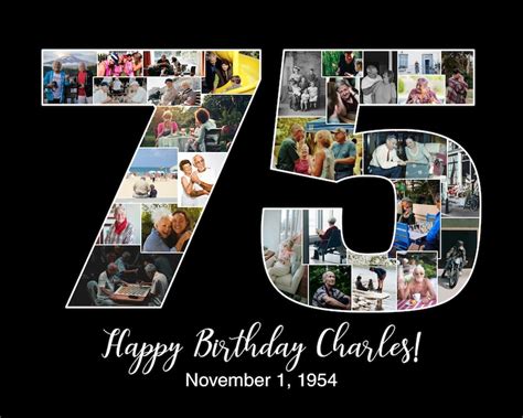 Custom 75th Birthday Ts For Women 75 Photo Collage T For Grandpa