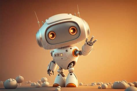 Playful Cute And Happy Toy Robot Android 3d Rendering Ai Generated