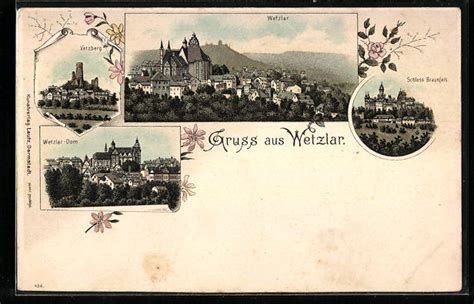 Lithographie Wetzlar Schloss Braunfels Vetzberg Wetzlar Dom