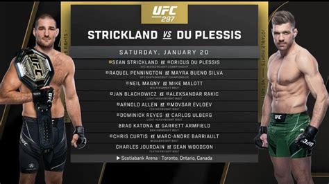 Fights that are official for UFC 297 : r/ufc