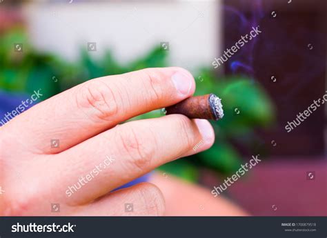 Happy Old Man Smokes Cigar Pleasure Stock Photo 1700879518 Shutterstock